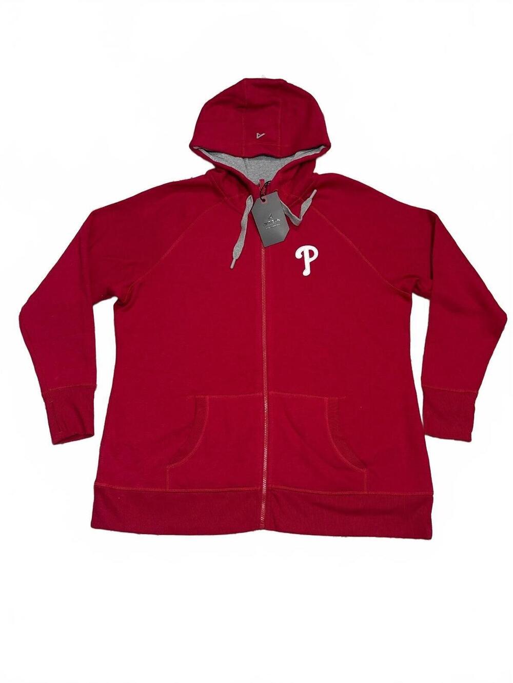 Antigua Women's 2XL Red Full Zip Hoodie with Philadelphia Phillies Logo